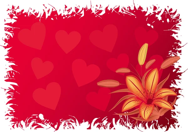 Valentines grunge background with hearts, vector — Stock Vector