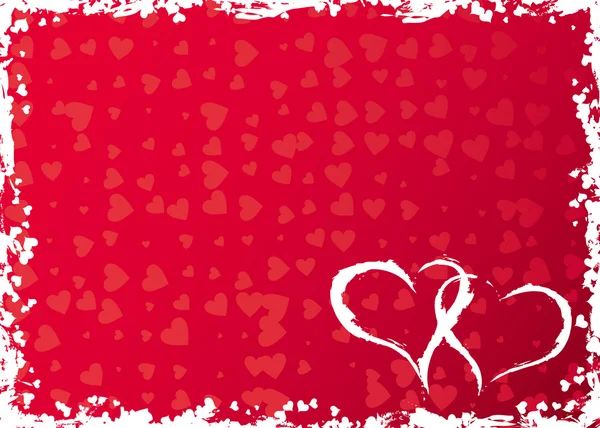 Cadre grunge Valentines avec coeurs, vecteur — Image vectorielle