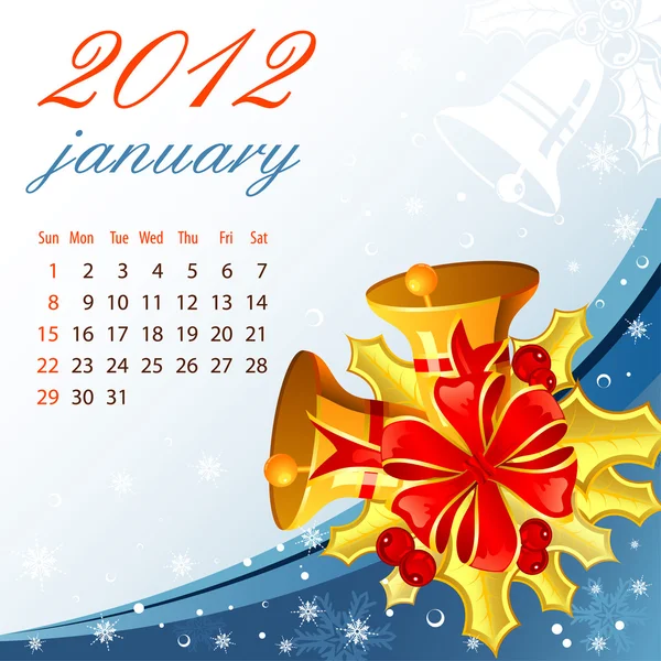 2012 年 1 月のカレンダー — ストックベクタ
