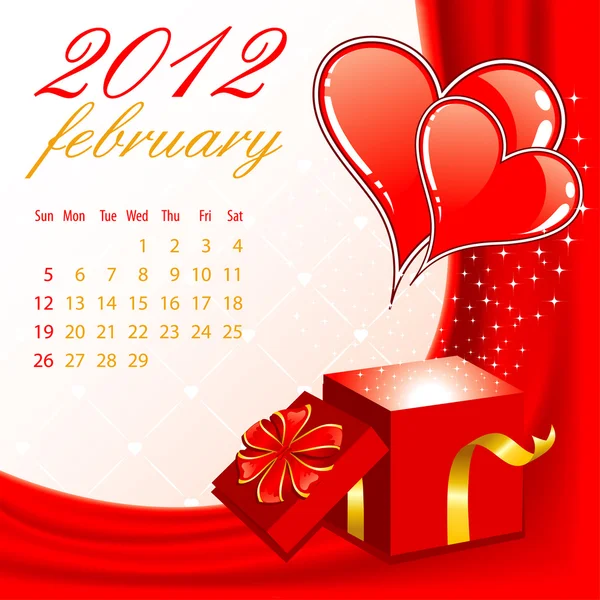 Календар на 2012 лютого — стоковий вектор