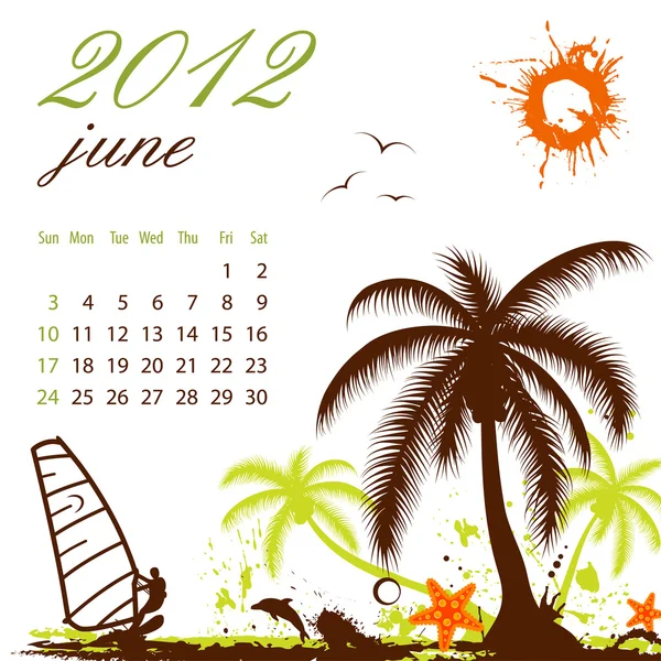 Calendario para 2012 Junio — Vector de stock