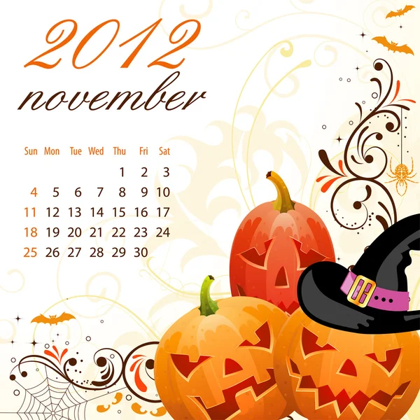 Calendário para 2012 Novembro — Vetor de Stock