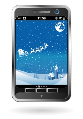 Smartphone with Christmas background clipart