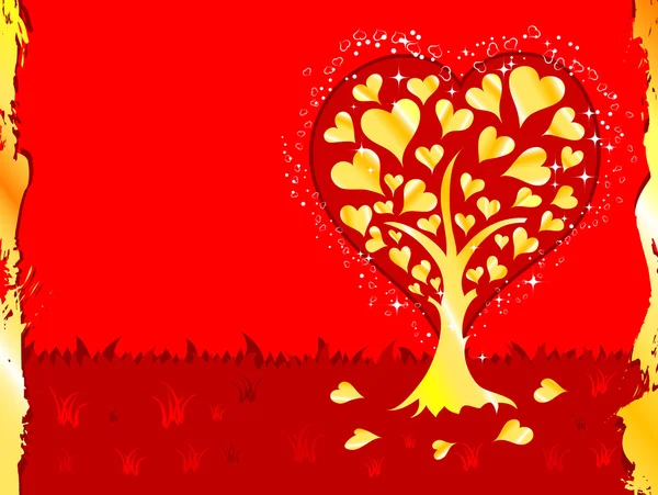 Valentinstag Hintergrund mit Baum und Herzen — Stockvektor