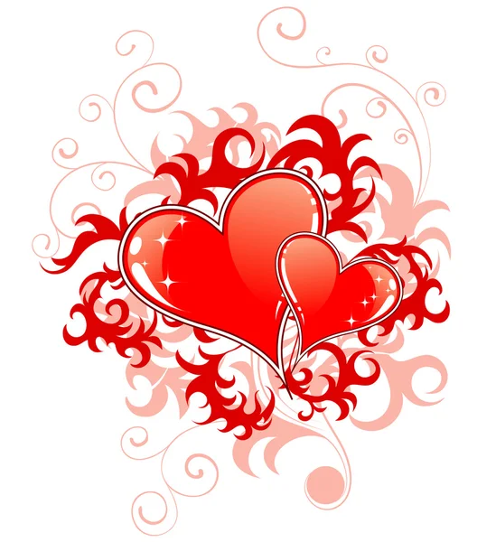Streszczenie Walentynki z serca i kwiaty — Wektor stockowy