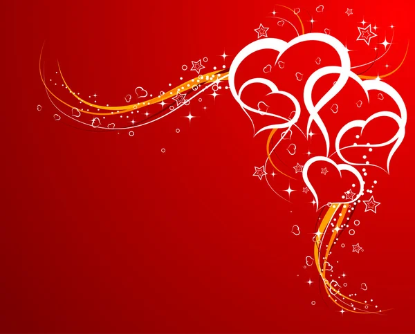 Fondo de San Valentín con corazones y florales — Vector de stock