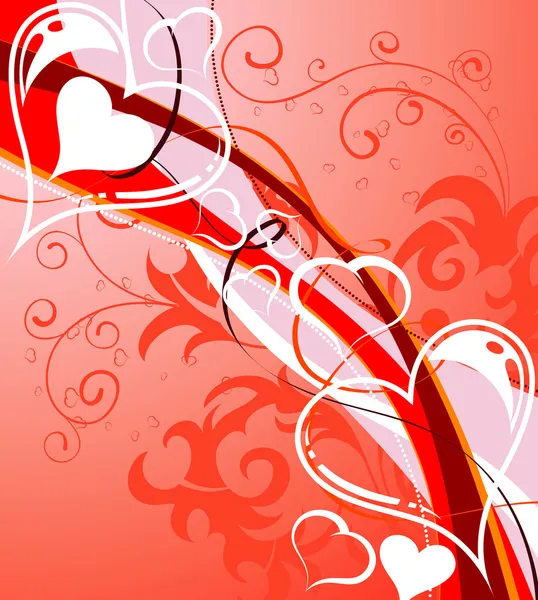 Fond Saint-Valentin avec des cœurs et des fleurs — Image vectorielle