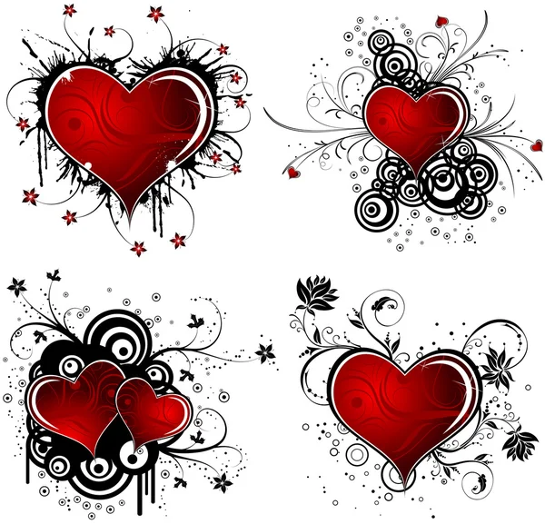 Fondo de San Valentín con corazones y flores — Vector de stock