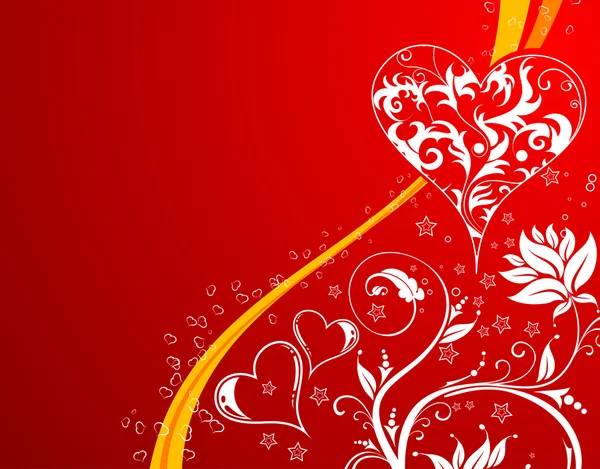 Valentinky den pozadí s srdce a květiny — Stockový vektor