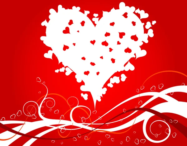 De dag van Valentijnskaarten achtergrond met hartjes en bloemen — Stok Vektör