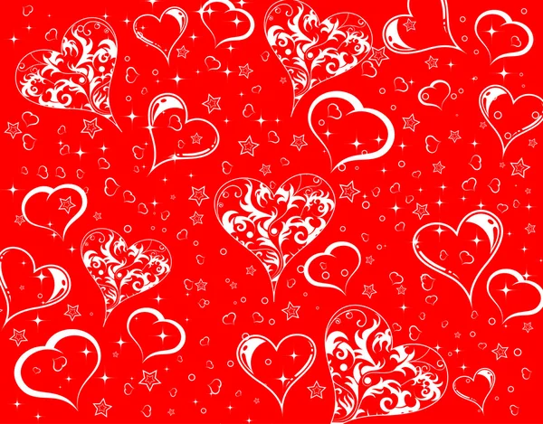 Fond de Saint Valentin avec Coeurs et fleurs — Image vectorielle