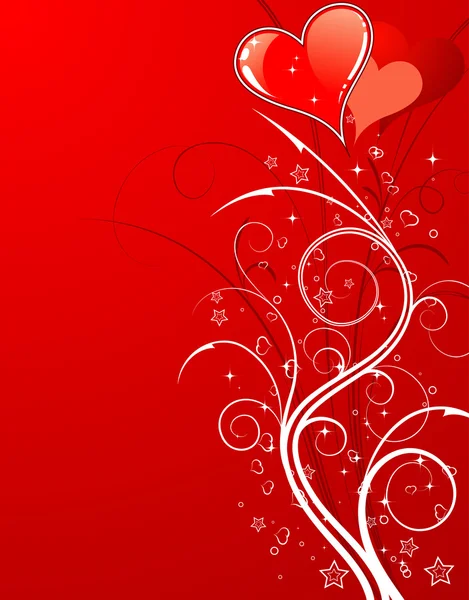心と花でバレンタインデーの背景 — ストックベクタ