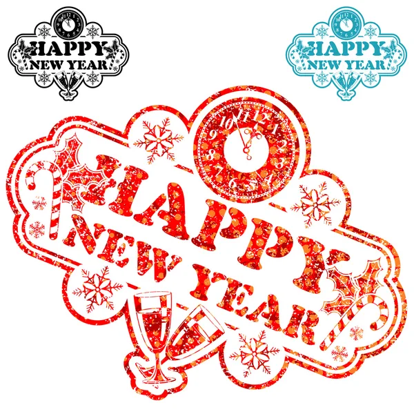 新的一年邮票 — 图库矢量图片