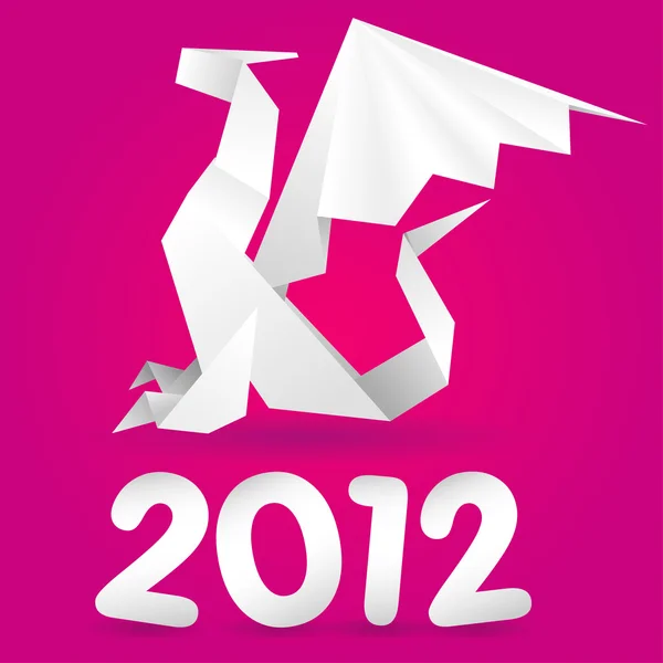 Dragão de Origami com 2012 Ano —  Vetores de Stock