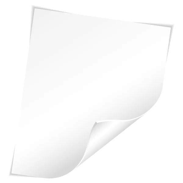 Feuille de papier vierge avec coin incurvé — Image vectorielle