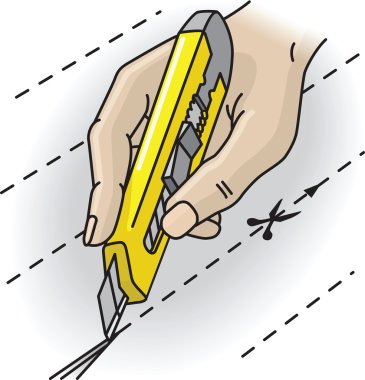 Hand holding the cutter clipart