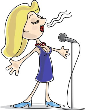 Female singer with microphone clipart