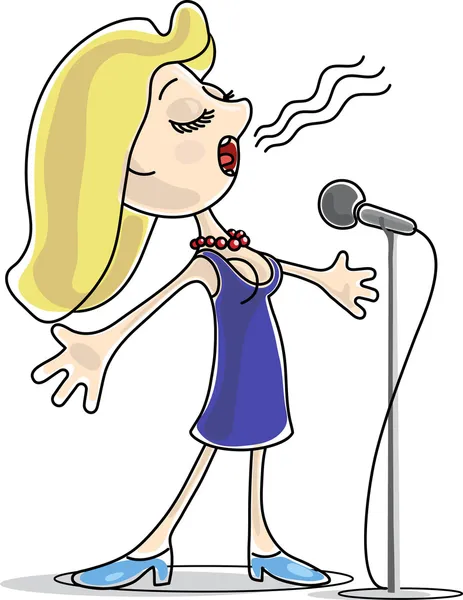 Female singer with microphone — Stock Vector
