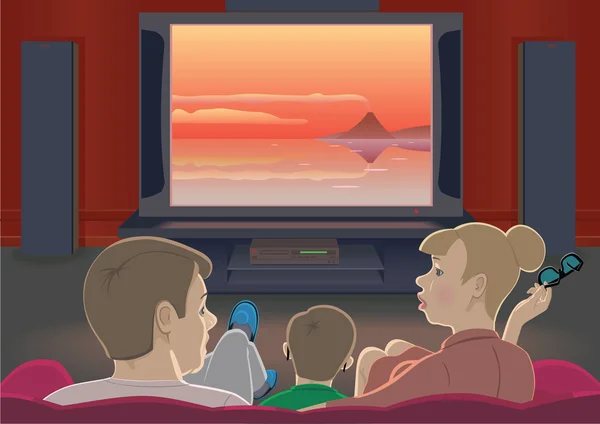 Familie tv kijken — Stockvector