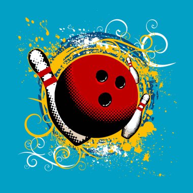 Grunge bowling clipart