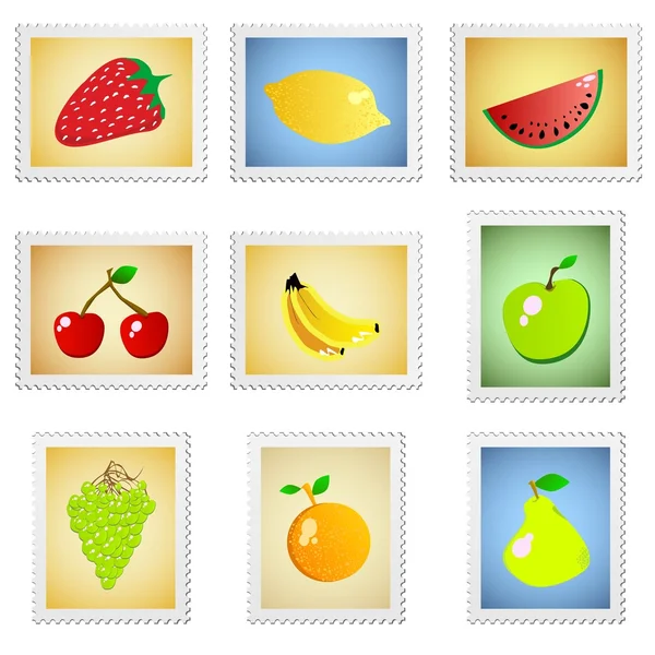 邮票矢量 (水果系列) — 图库矢量图片