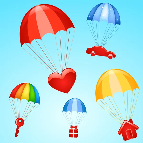Gifts on parachutes — Stock Vector