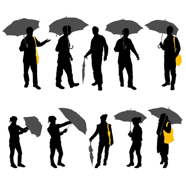 Peoples with umbrella — Stock Vector