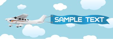 Plane with blank banner clipart