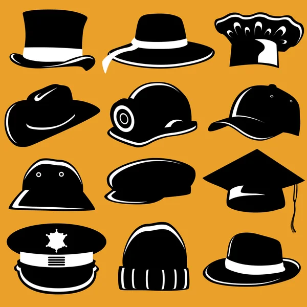 Kolekce klobouk — Stockový vektor