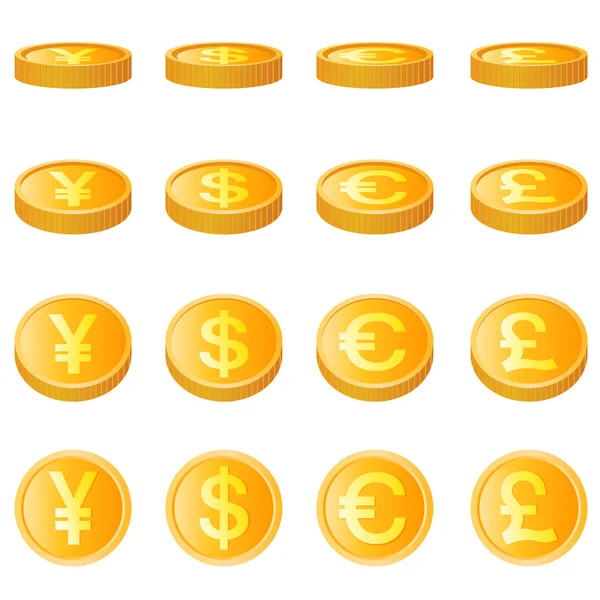 Moneda de oro, cuatro unidades monetarias — Vector de stock