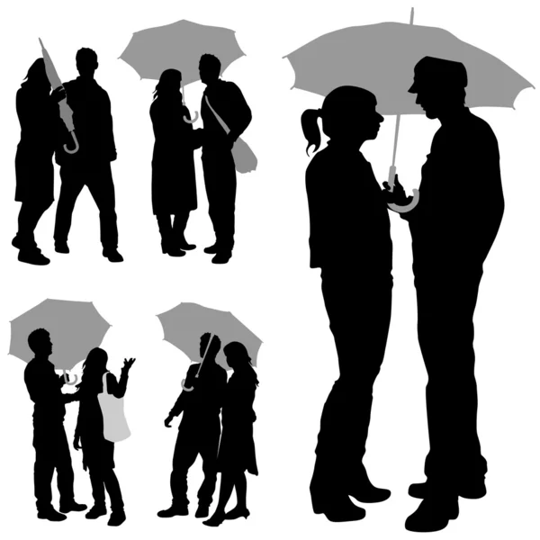 Casal sob um guarda-chuva — Vetor de Stock