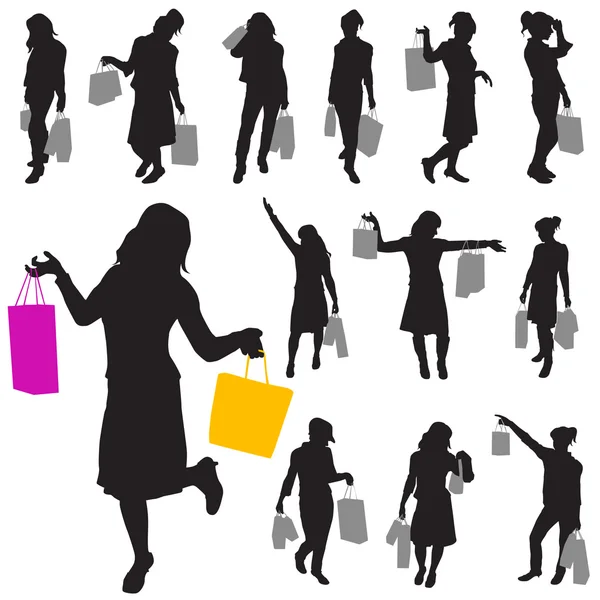 Shopping Vrouw — Stockvector