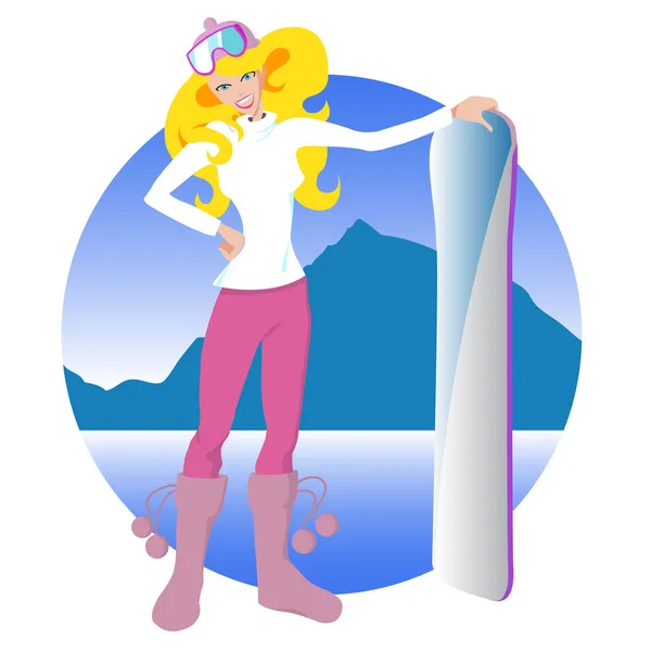 Illustrazione ragazza neve — Vettoriale Stock