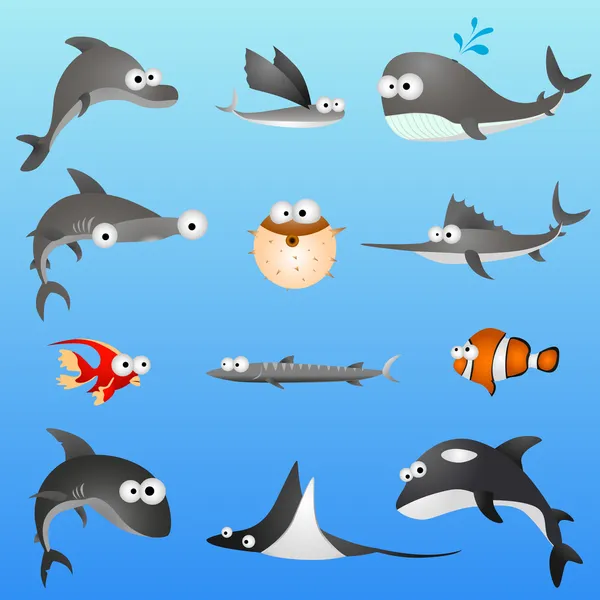 魚の漫画のキャラクター — ストックベクタ