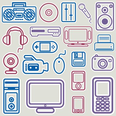 Electronic icon set clipart