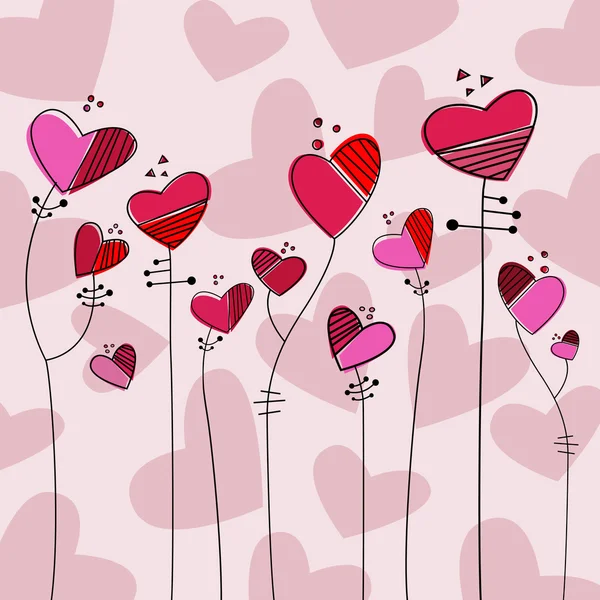 Fleurs de style coeur — Image vectorielle