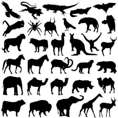 Wild animals silhouettes clipart