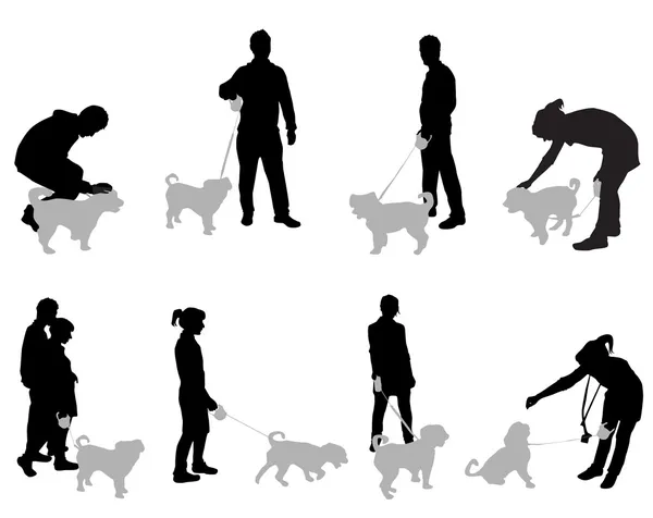 Avec des chiens — Image vectorielle