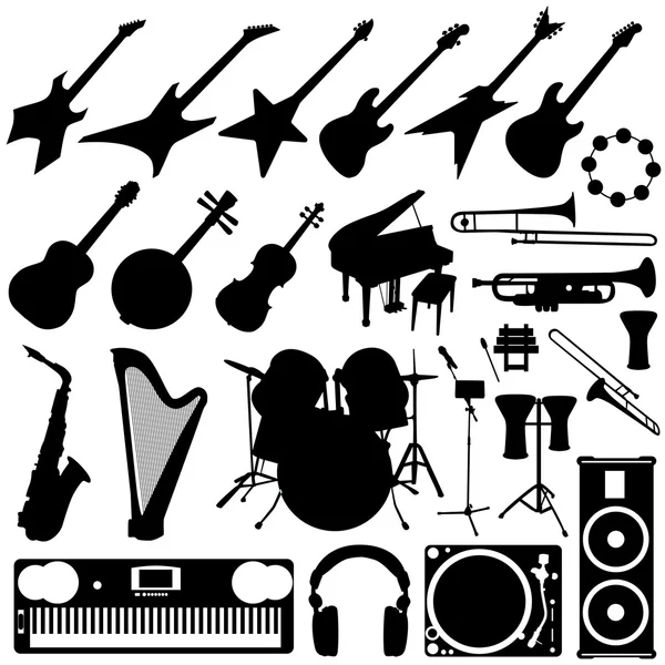 Muziek instrument silhouet — Stockvector