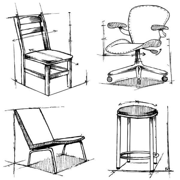 Stühle Zeichnungen — Stockvektor