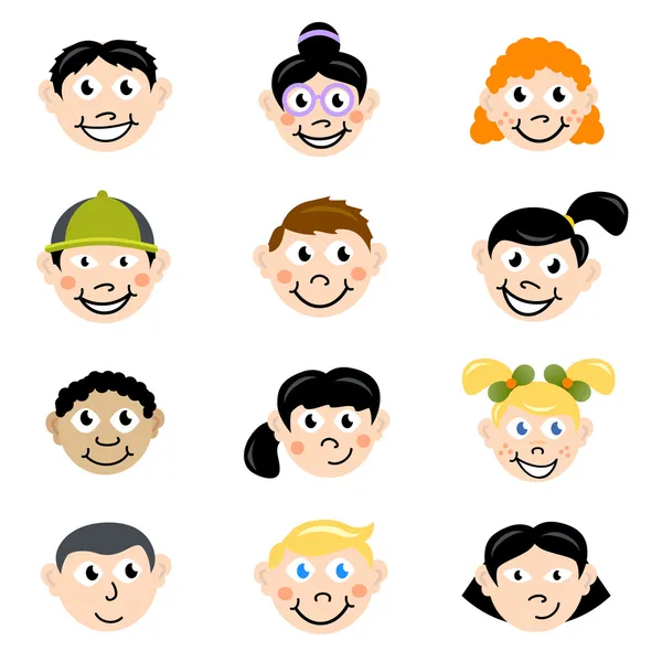 卡通儿童的脸 — 图库矢量图片