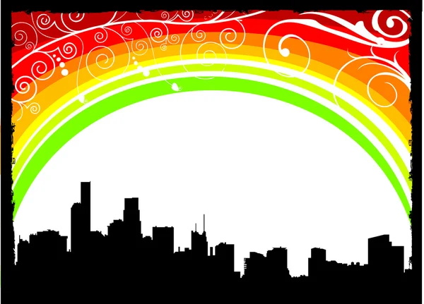 Ciudad arco iris — Vector de stock