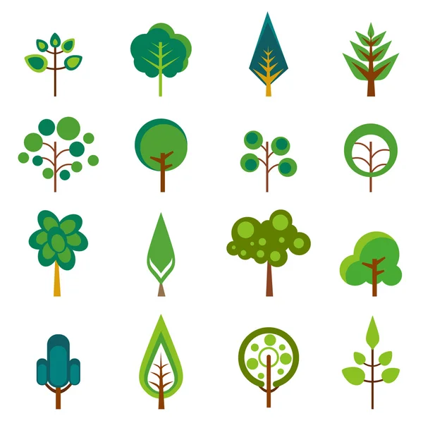 Icone degli alberi — Vettoriale Stock