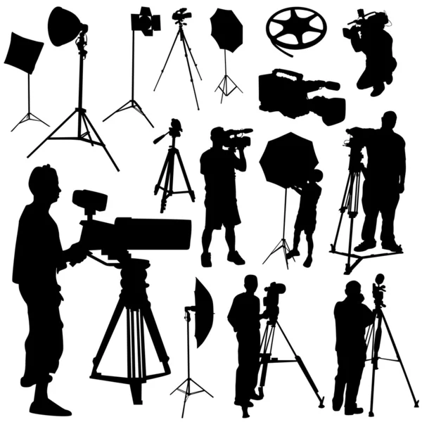 Cameraman en film objecten — Stockvector