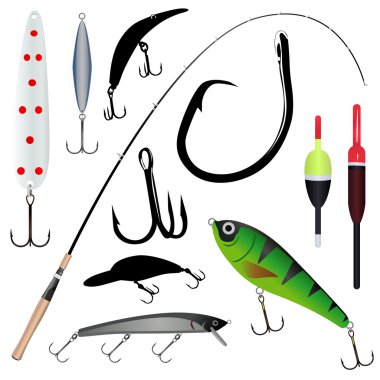 Fishing rod, hook clipart