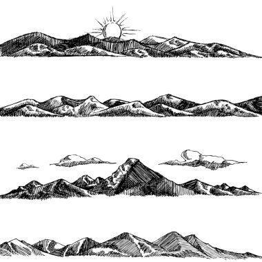Mountain set illustration clipart