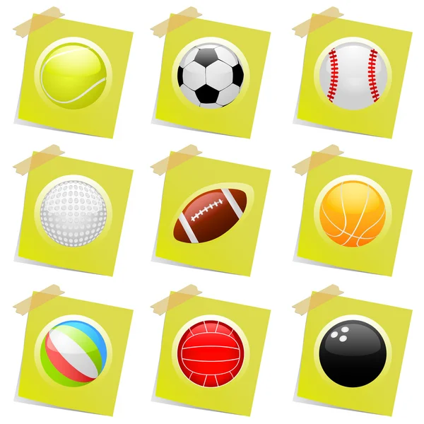 Sport ball on the post it — Stock Vector