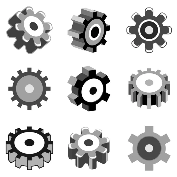 Gear wheel pictogrammen — Stockvector