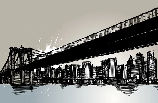 Brücke und Stadt — Stockvektor