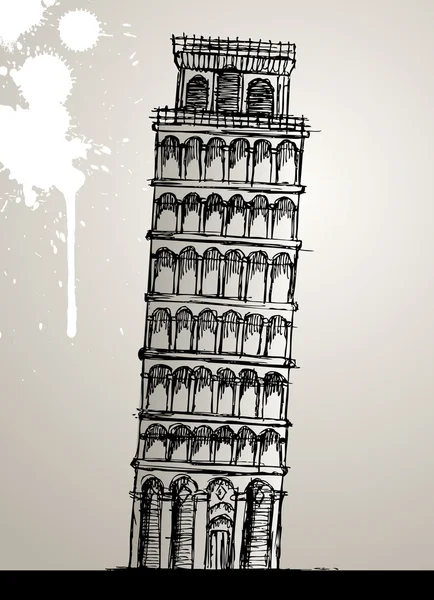 Torre de Pisa dibujo a mano — Vector de stock